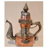 LL-BR - Copper 4-Piece Tea Set with Silver Overlay & Gem Accents