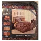 LL-BR - Fairfield Square Tristan 8-Piece Queen Bed Ensemble - Reversible Bedding Set