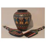 LL-BR - MV-05 Vase - Hand-Painted Philippine Decor, 12 Inches Tall, Includes Utensils