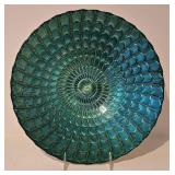 LL-BR - Decorative Glass Plates - 12 in & 12.5 in, Teal/Blue Geometric Pattern (Lot of 2)