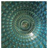 LL-BR - Decorative Glass Plates - 12 in & 12.5 in, Teal/Blue Geometric Pattern (Lot of 2)