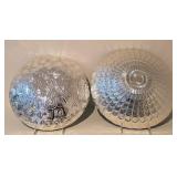 LL-BR - Decorative Glass Plates - 12 in & 12.5 in, Teal/Blue Geometric Pattern (Lot of 2)