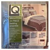 LL-BR - Living Quarters Brighton 24 Piece Bedding Ensemble Queen BlueBrown