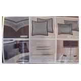 LL-BR - Living Quarters Brighton 24 Piece Bedding Ensemble Queen BlueBrown