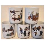 LL-BR - Chinese Porcelain Teapot Set with 5 Hand-Painted Cups - 6 in Tall, 7.5 in Diameter