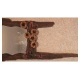 LL-BR - Balinese Mirror - Hand-carved Wood Frame with Dried Flowers, 16 x 52 in