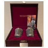 LL-BR - Royal Selangor Pewter Mugs - Floral Engraved Pair, Wood Display Box
