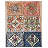 LL-BR - Pillow Covers - Floral Tile Prints, 16 to 16.5 in (Lot of 6)