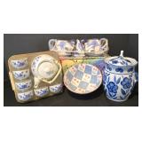 LL-FR - Bearburry Mini Tea Set w/ Box - Blue Cherry Bowl 6in Dia + Covered Crock