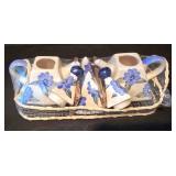 LL-FR - Bearburry Mini Tea Set w/ Box - Blue Cherry Bowl 6in Dia + Covered Crock