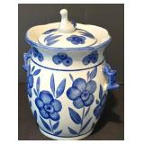 LL-FR - Bearburry Mini Tea Set w/ Box - Blue Cherry Bowl 6in Dia + Covered Crock