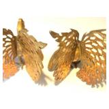 LL-FR - Pair of Gold-Tone Metal Bird Wall Sculptures