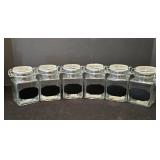 LL-FR - Oil & Vinegar Set - 6 Glass Jars With Chalkboard Labels, 6 Metal Canisters, 2 Covered Glass Jars