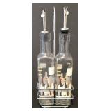 LL-FR - Oil & Vinegar Set - 6 Glass Jars With Chalkboard Labels, 6 Metal Canisters, 2 Covered Glass Jars