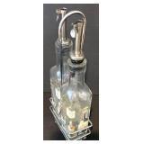 LL-FR - Oil & Vinegar Set - 6 Glass Jars With Chalkboard Labels, 6 Metal Canisters, 2 Covered Glass Jars