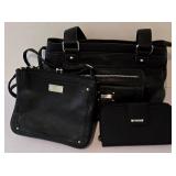 LL- FR - Tyler Rodham Handbag Set - Black Tote, Nine West Crossbody & Wallet (3-Pc)
