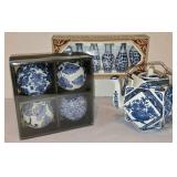Blue & White Flower Vases - 3.5-in. Tall - 6-Piece Set