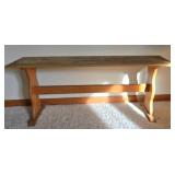 LL-FR - Vintage Wooden Bench With Stool & Wicker Basket
