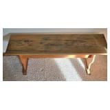 LL-FR - Vintage Wooden Bench With Stool & Wicker Basket