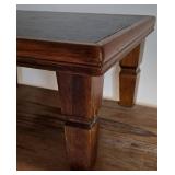 LL-FR - Vintage Wooden Bench With Stool & Wicker Basket