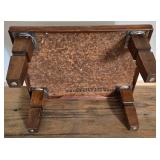 LL-FR - Vintage Wooden Bench With Stool & Wicker Basket
