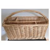 LL-FR - Vintage Wooden Bench With Stool & Wicker Basket