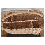 LL-FR - Vintage Wooden Bench With Stool & Wicker Basket