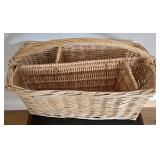 LL-FR - Vintage Wooden Bench With Stool & Wicker Basket
