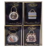 LL-FR - My Treasure Porcelain Purses - 24 Karat Gold Trimmed - Hand Painted - Stock#11102 - 4-Pack