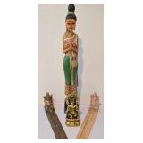 LL-FR - Praying Female Statue 20.5 in Tall with Ganesha & 2 Incense Burners