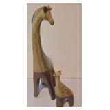 LL-FR - Giraffe Figurines (Set of 2) & Wooden Wall Plaque with Carriage Scene & Woven Jar Basket