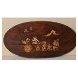 LL-FR - Giraffe Figurines (Set of 2) & Wooden Wall Plaque with Carriage Scene & Woven Jar Basket