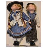 LL-FR - Stefan & Heidi Porcelain Dolls - Genuine Hand-Painted 14.5 in Tall Collectible Set of 2