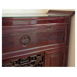 UL - Vintage Chinese Altar Rosewood Cabinet Wood with Glass Top