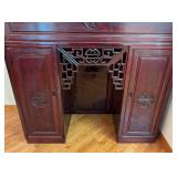 UL - Vintage Chinese Altar Rosewood Cabinet Wood with Glass Top