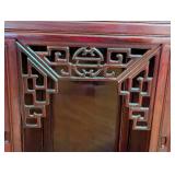 UL - Vintage Chinese Altar Rosewood Cabinet Wood with Glass Top