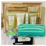 B2 - Spirit of the Earth Bath & Body Gift Basket Lot - Avon Foot Works & Candle Dish
