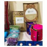 B2 - Travel Memorabilia Bundle: Singapore Magnets, India Souvenirs & Textiles