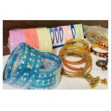 B2 - Wooden Jewelry Box with Necklace Hangers & Photo Inserts - 16 x 19 in, with lots of beautiful jewelry!