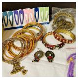 B2 - Wooden Jewelry Box with Necklace Hangers & Photo Inserts - 16 x 19 in, with lots of beautiful jewelry!