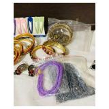 B2 - Wooden Jewelry Box with Necklace Hangers & Photo Inserts - 16 x 19 in, with lots of beautiful jewelry!