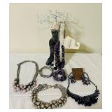K - Lucky Brand Amethyst & Pearl Jewelry Lot - Necklaces & Earrings Set