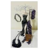 K - Lucky Brand Amethyst & Pearl Jewelry Lot - Necklaces & Earrings Set