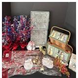 B2 - Bell Ornament 4.5in - Crystal Snowflake Drops, Bayberry Scented Ornament & Holiday Decor Lot