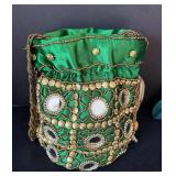 B1 - Beaded Green & Teal Evening Bags - Ornate Embroidered Clutches (Lot of 2)
