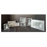 B2 - Harbortown Industries 40-Photo Frames - Mixed Sizes Silver Beaded (Set of 6)