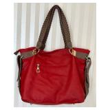 B1 - Cherokee Red Tote Bag with Braided Handles Includes Quilted Pouch & Detachable Strap
