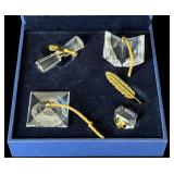 B2 - Swarovski Crystal Desk Set with Gold Accents - 5-Piece Glass Display Collection