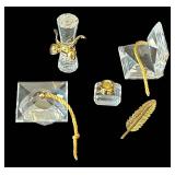 B2 - Swarovski Crystal Desk Set with Gold Accents - 5-Piece Glass Display Collection