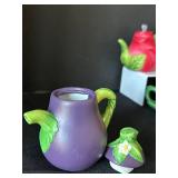 B2 - Ceramic Teapots - Six-Piece Hand-Painted Fruit & Flower Set